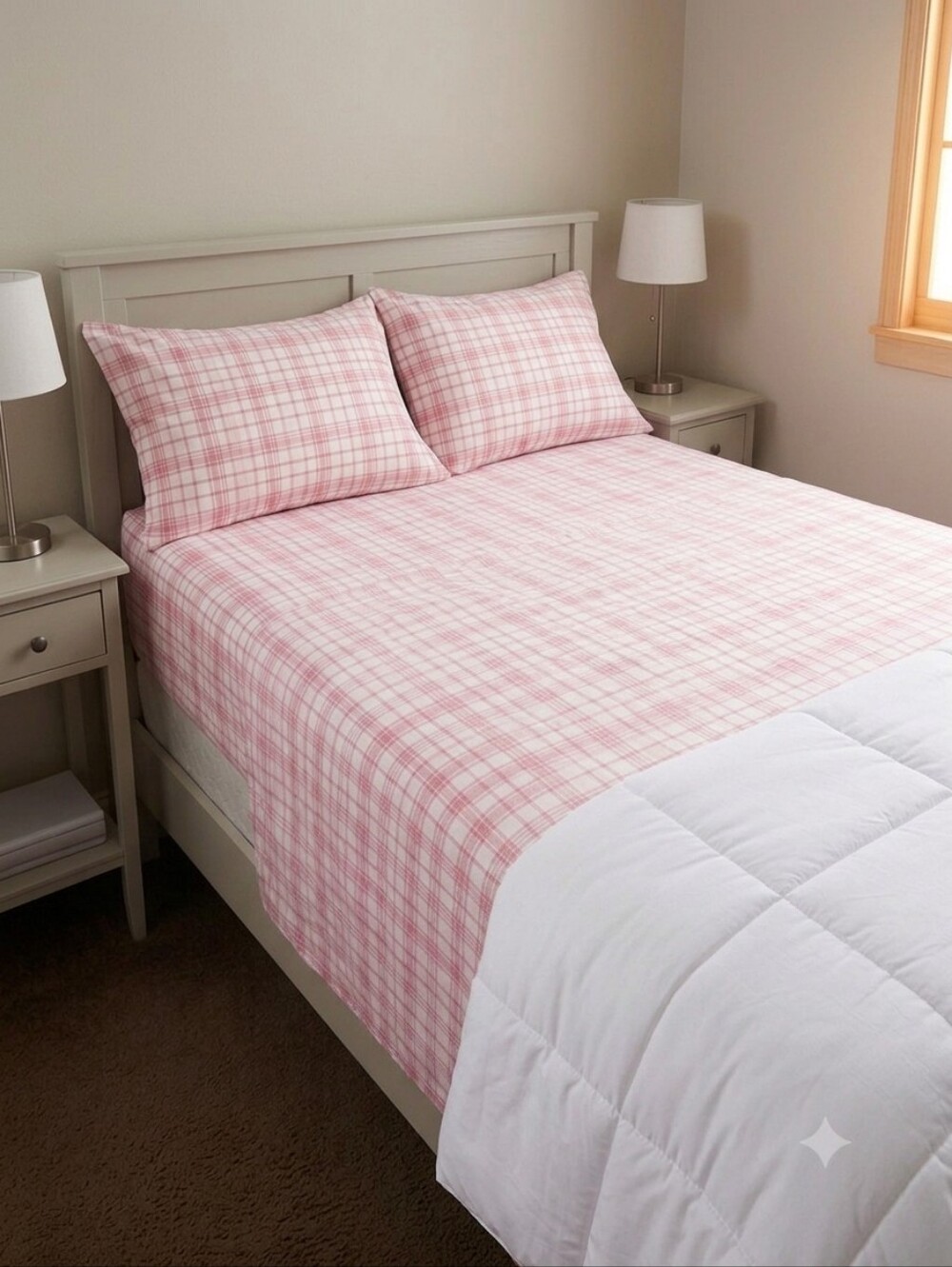 NWT! Cynthia Rowley Sheet Set - Pink Plaid Design - Full Size